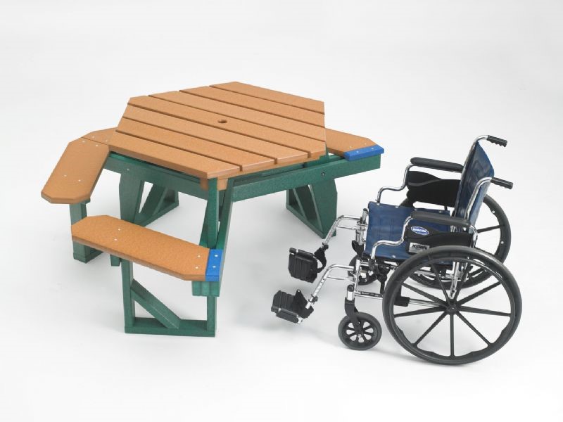 6FT WHEELCHAIR DISABILITY ACCESS WOODEN PICNIC TABLE NATURAL COLOUR 
