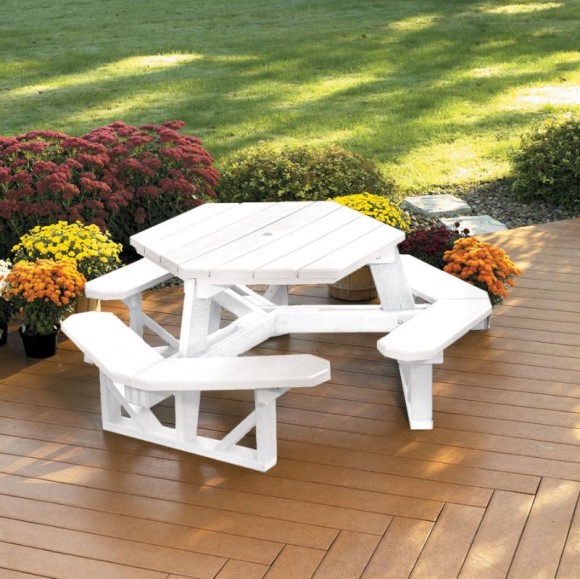 Bright White Hex Picnic Table