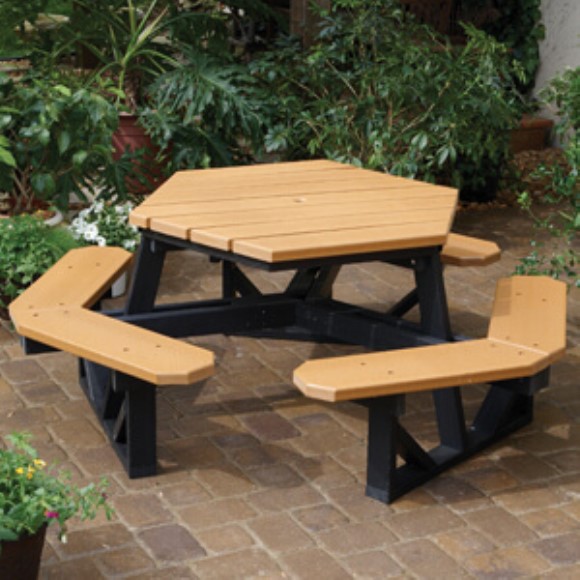 Hexagon Picnic Table | Shop “The Hex” Hexagonal Outdoor Picnic Table ...