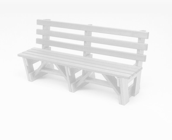 6' White Boardwalk Bench with Back