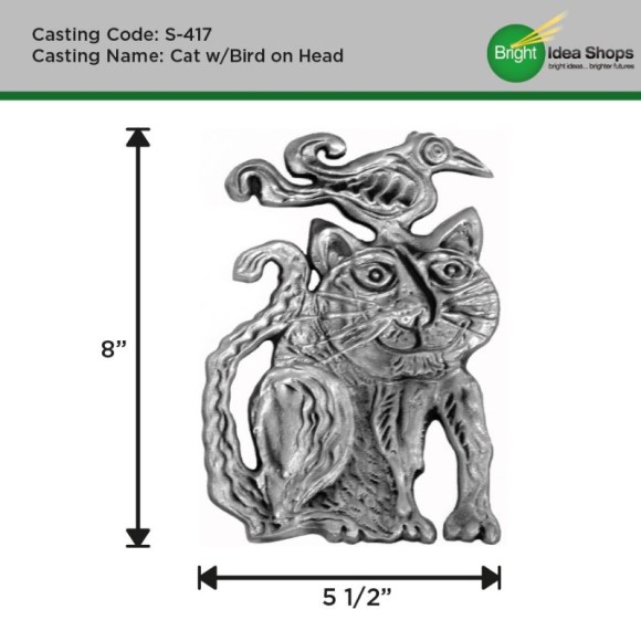 Drumm Sculpture S-417 Cat w/ Bird on Head
