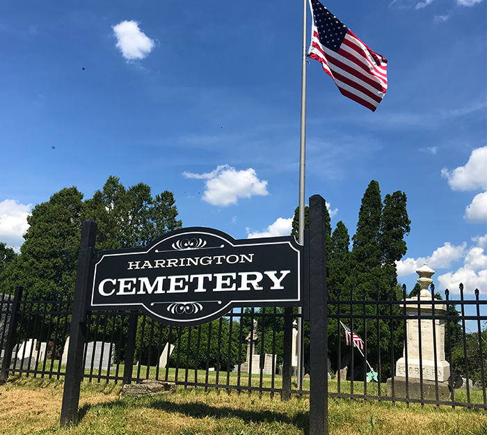cemetery entrance sign