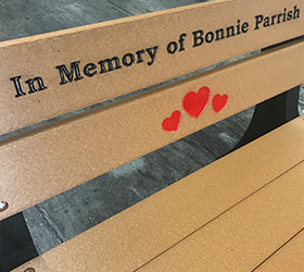 Memorial Bench with Engrave Colored Hearts