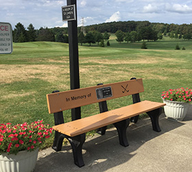 Memorial Plauqe on Park Bench